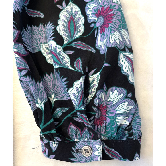 LOFT Women’s Floral Leaf Print Maxi Dress Sz 6 V-Neck Long Sleeve Slit Front NEW - Picture 7 of 10